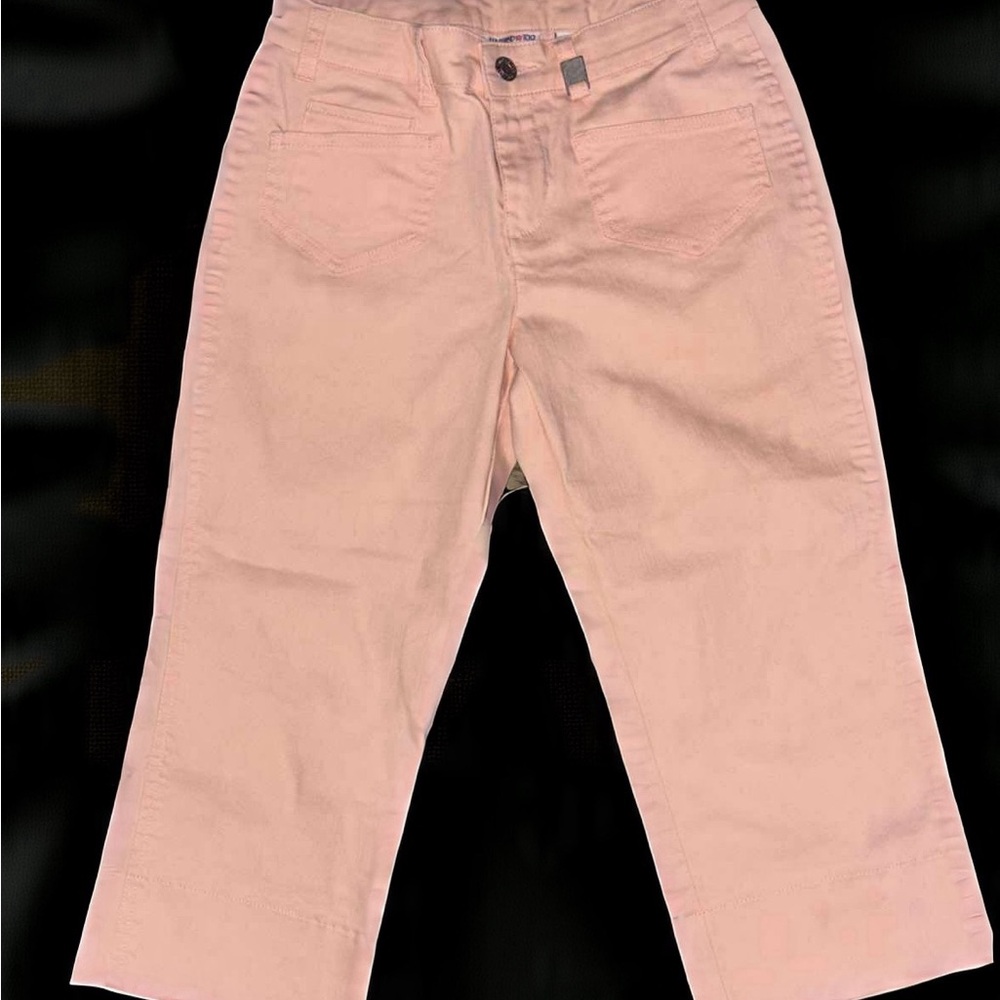 Pink Cropped Straight-Leg Jeans